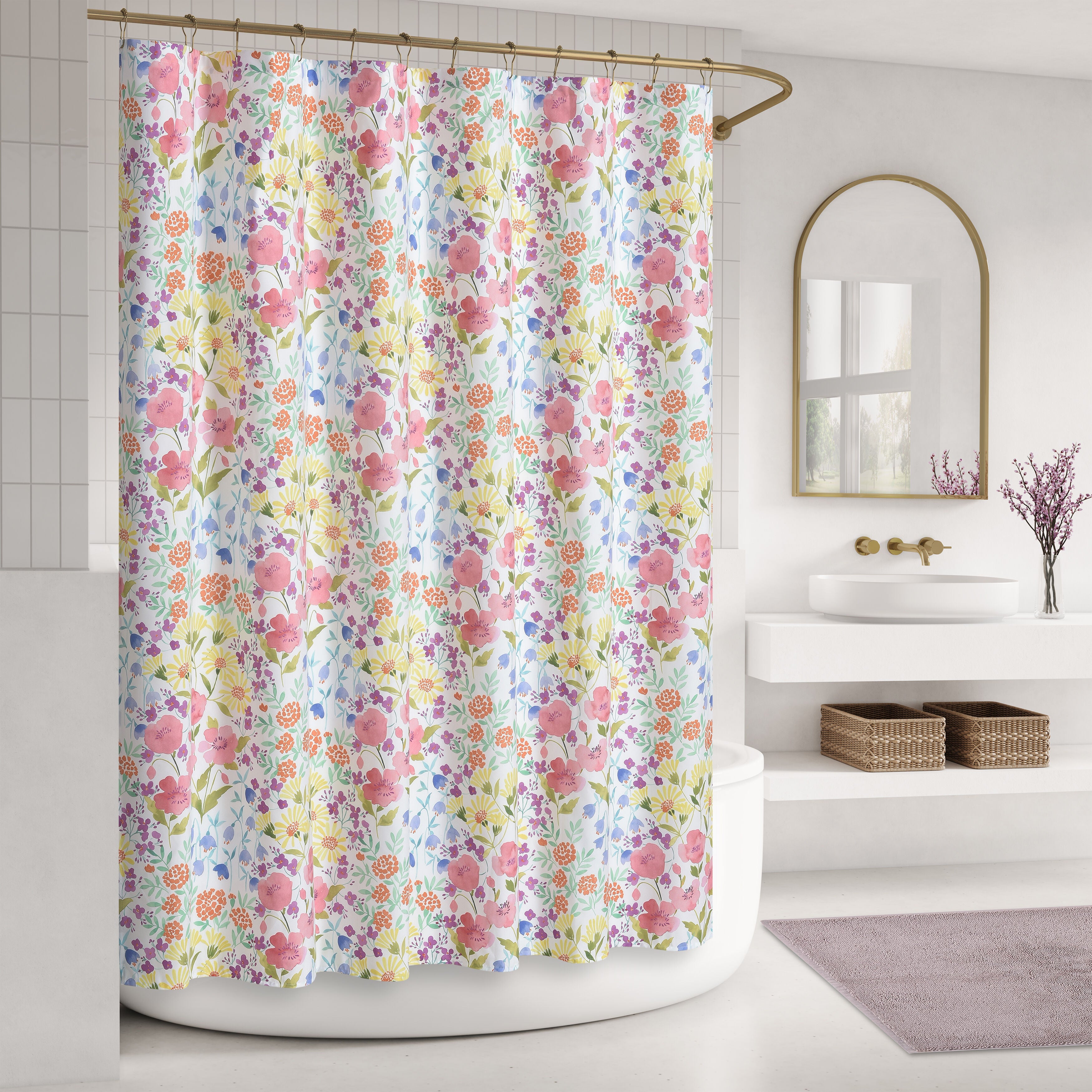 JULES SHOWER CURTAIN, PINK, hi-res image number 0