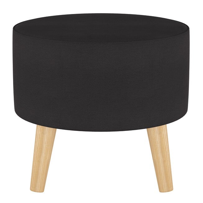 Twill Round Ottoman with Splayed Legs, , on-hover image number 1