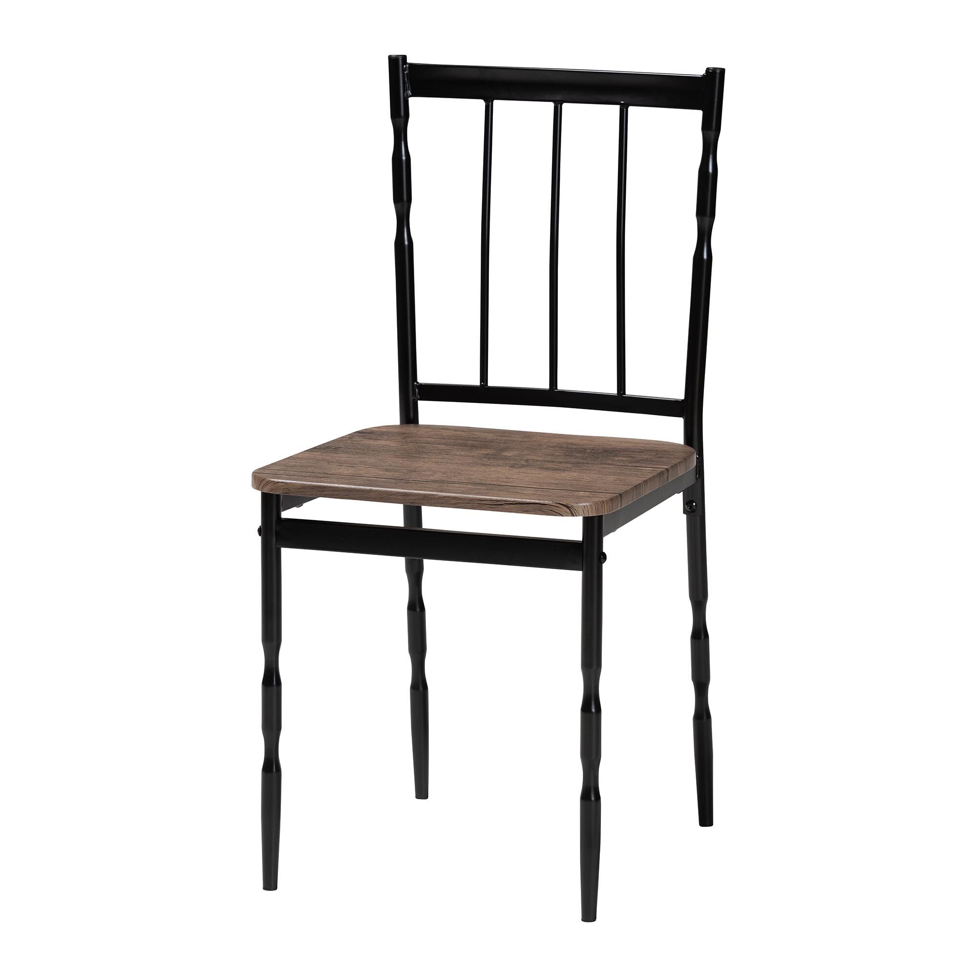 Nevan Modern Industrial Brown Wood and Metal 5-Piece Dining Set, BROWN, alternate image number 2