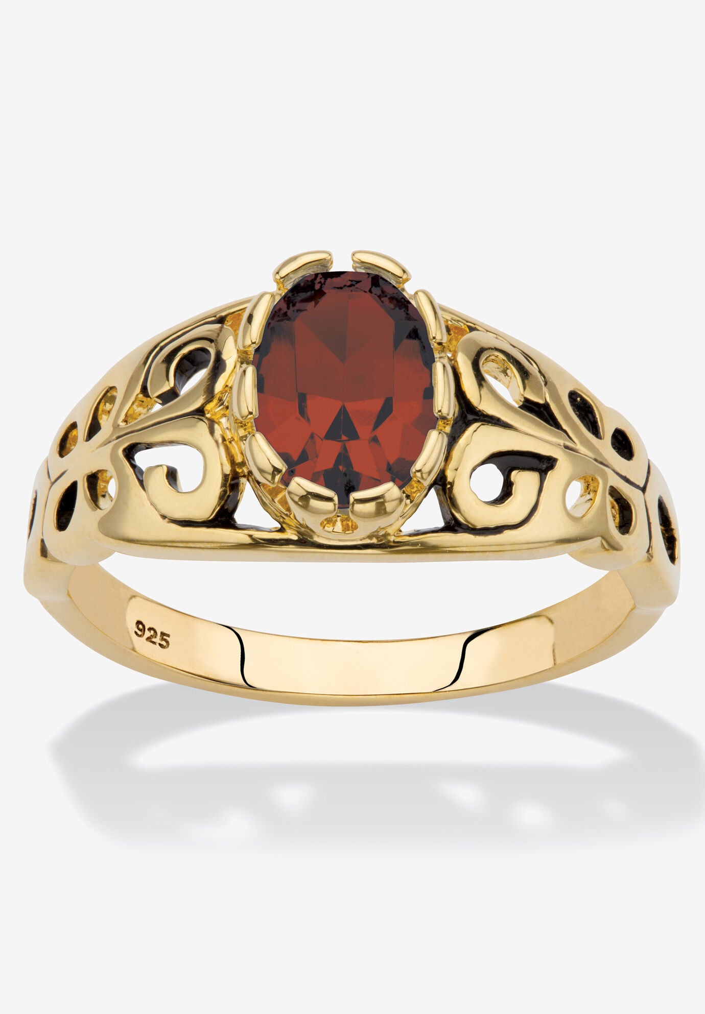Gold over Sterling Silver Open Scrollwork Simulated Birthstone Ring, JANUARY, hi-res image number 0