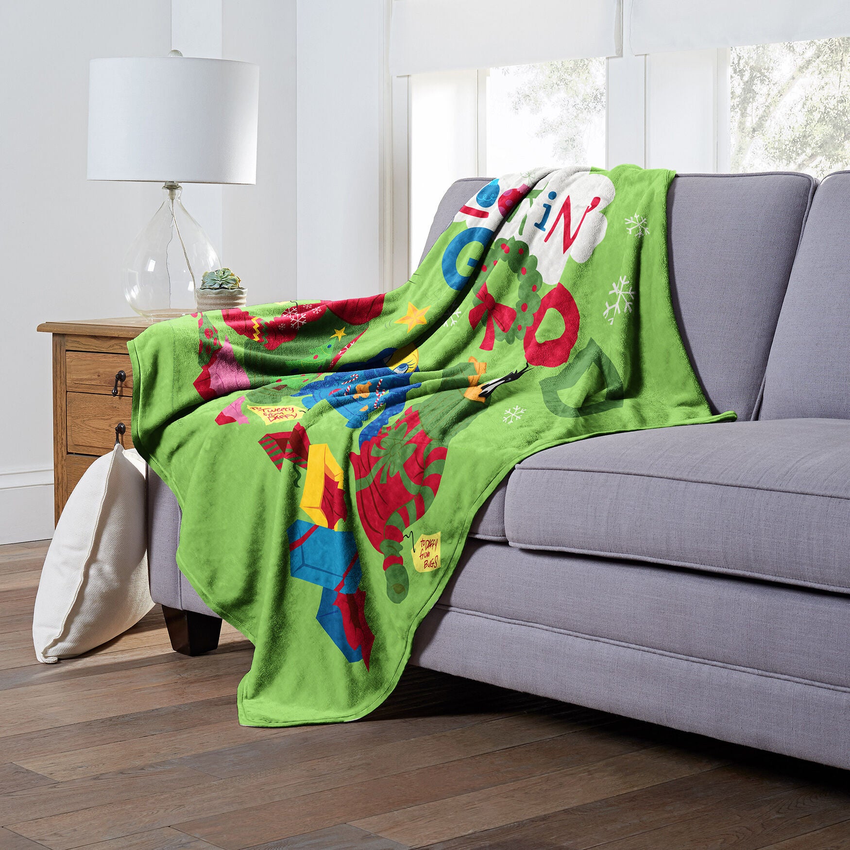 Wb Looney Tunes Christmas Drip Silk Touch Throw, , alternate image number 3