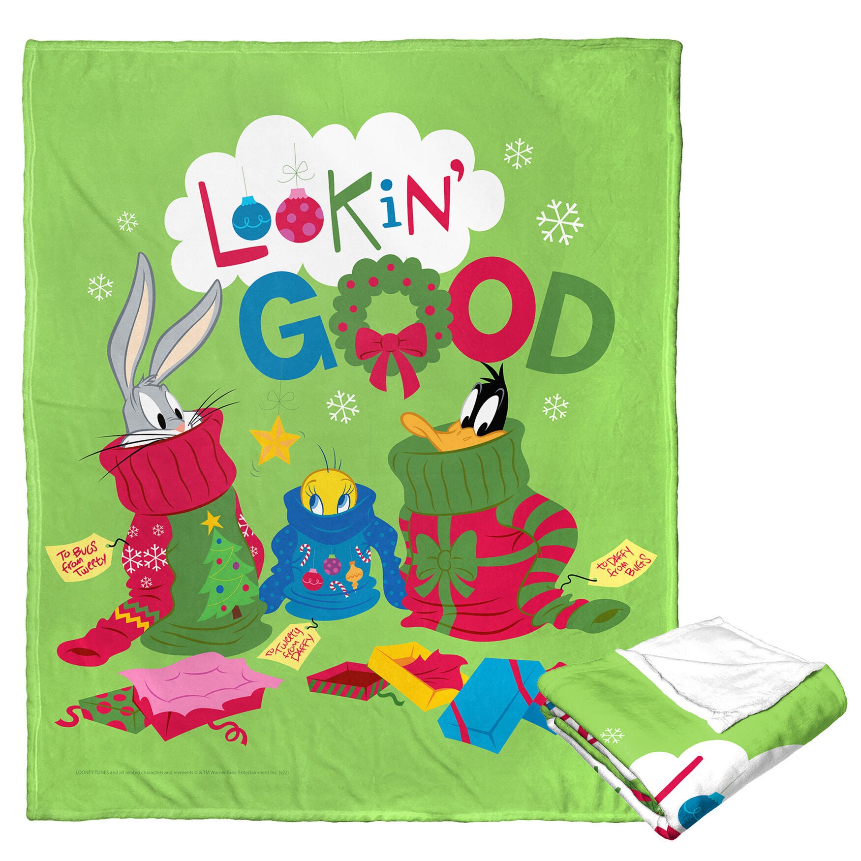 Wb Looney Tunes Christmas Drip Silk Touch Throw, O, hi-res image number 0