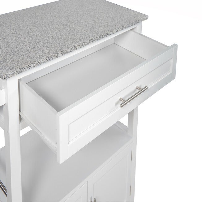 Cameron White Kitchen Cart With Granite Top, , alternate image number null