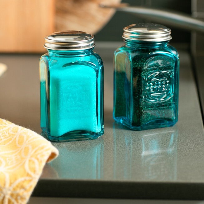 Retro Glass Salt & Pepper Set - Turquoise, , alternate image number 4