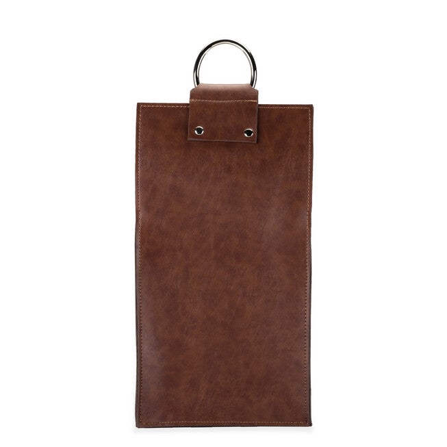 Brown Faux Leather Double-Bottle Wine Tote, , alternate image number 3