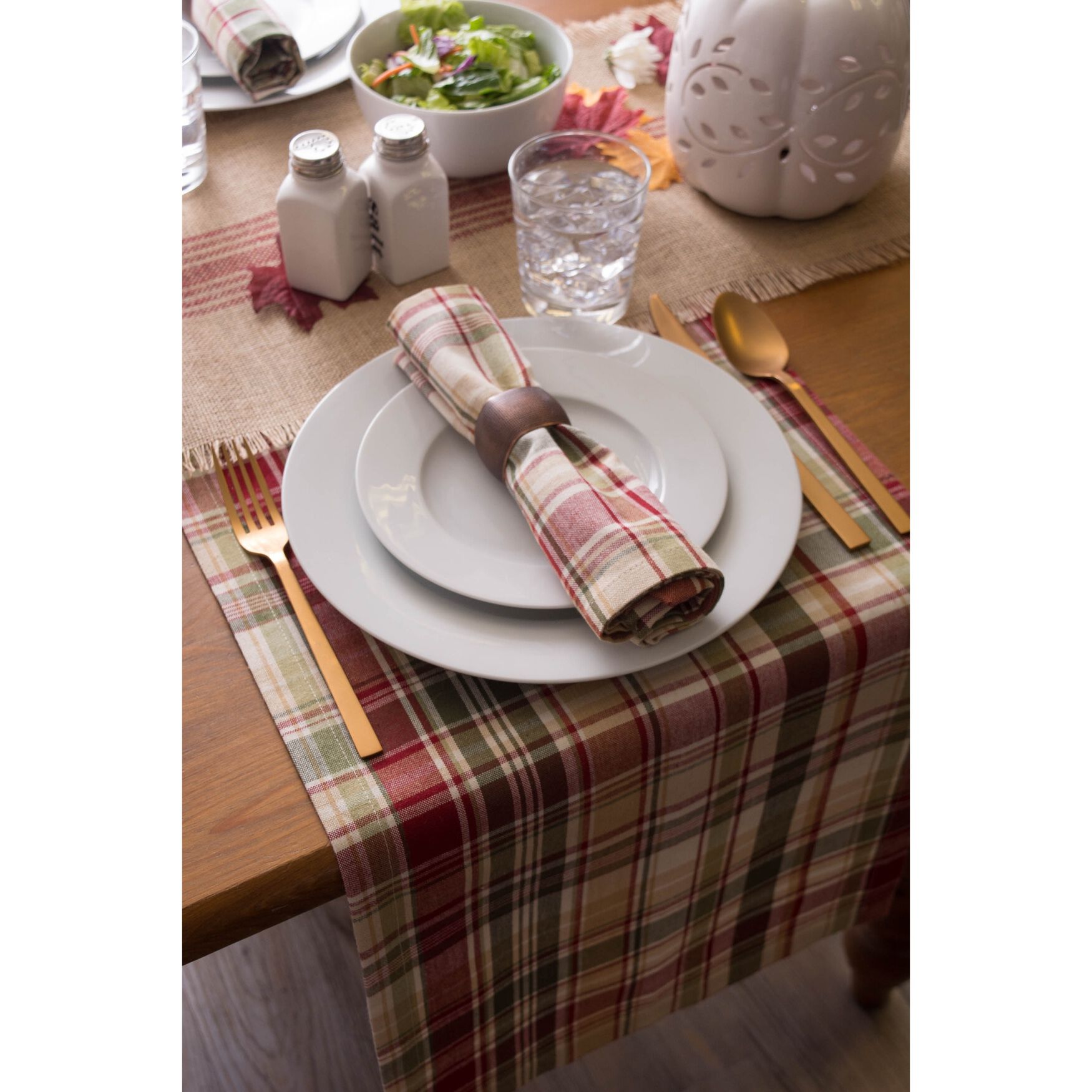 Give Thanks Plaid Table Runner 14x72, , alternate image number 4