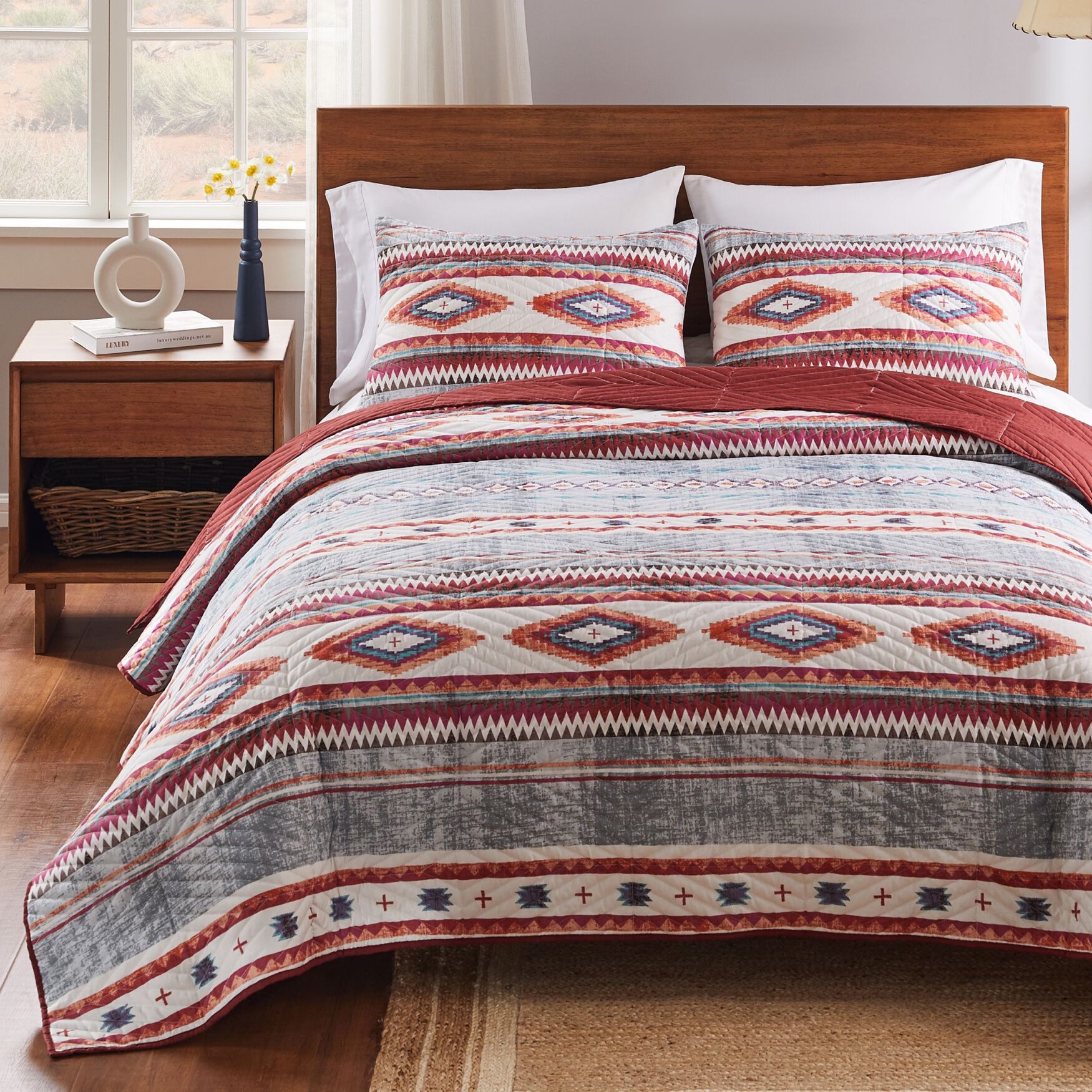 Kiva Western Boho Quilt And Pillow Sham Set, , on-hover image number 1