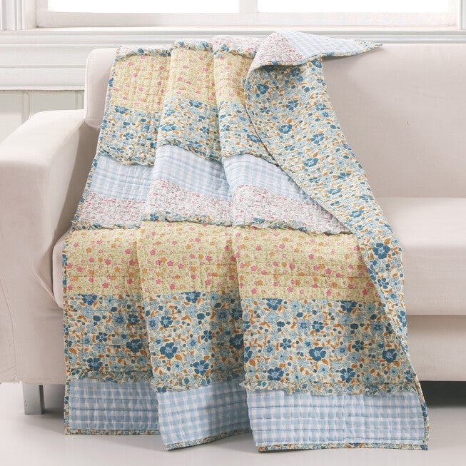 Ditsy Ruffle Quilted Throw Blanket, MULTI, hi-res image number 0