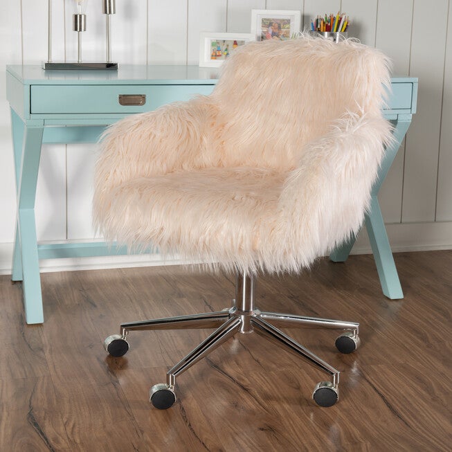 Dawson Faux Fur Barrell Office Chair Pnk, , alternate image number 6