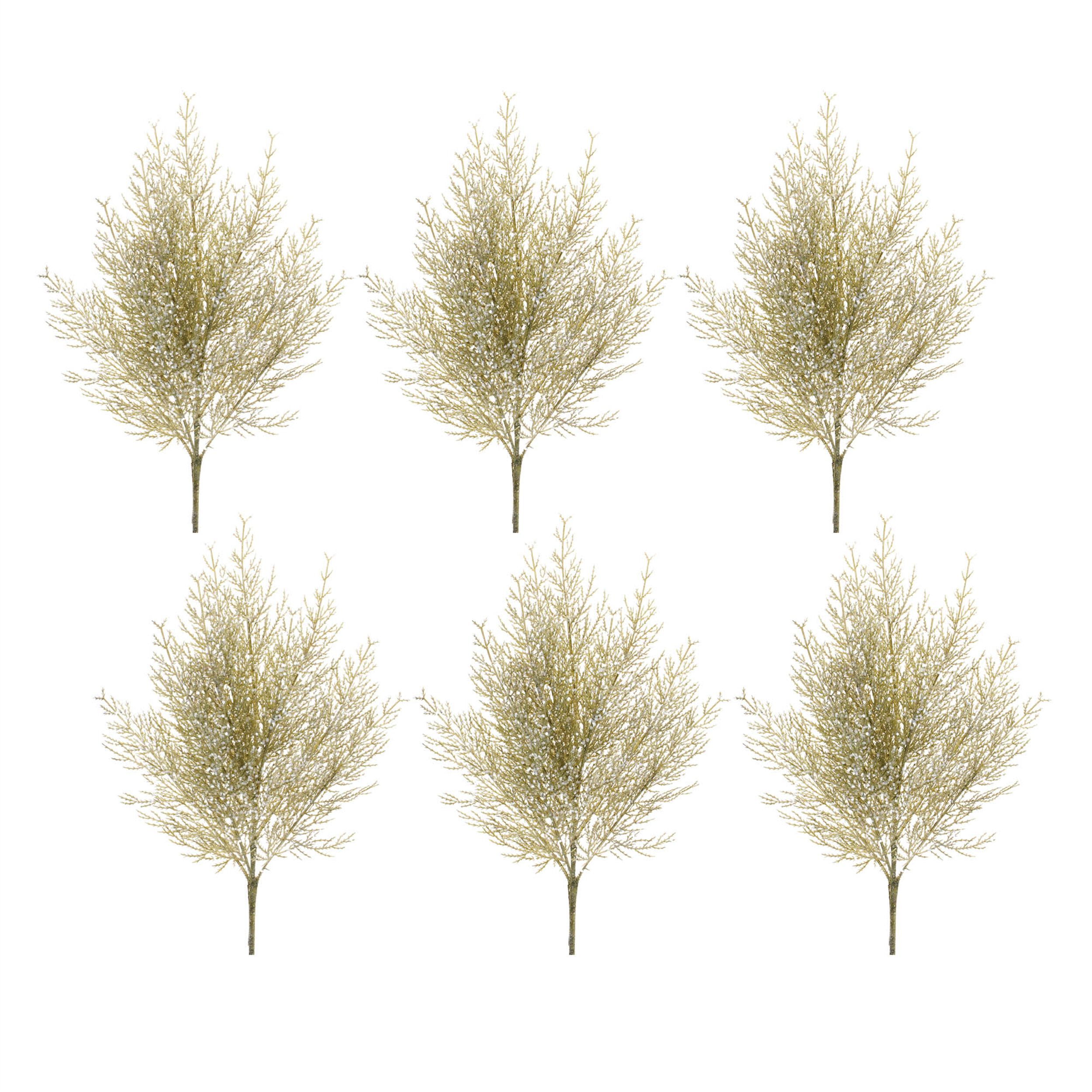Glittered Cedar Spray (Set of 6), GREEN, alternate image number 4