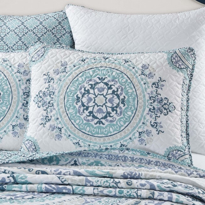 Afton 3 Piece Quilt Set, BLUE, alternate image number 1