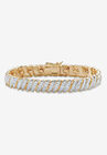 Yellow Gold Plated S Link Tennis Bracelet (10mm), Genuine Diamond Accent 8", GOLD, hi-res image number null