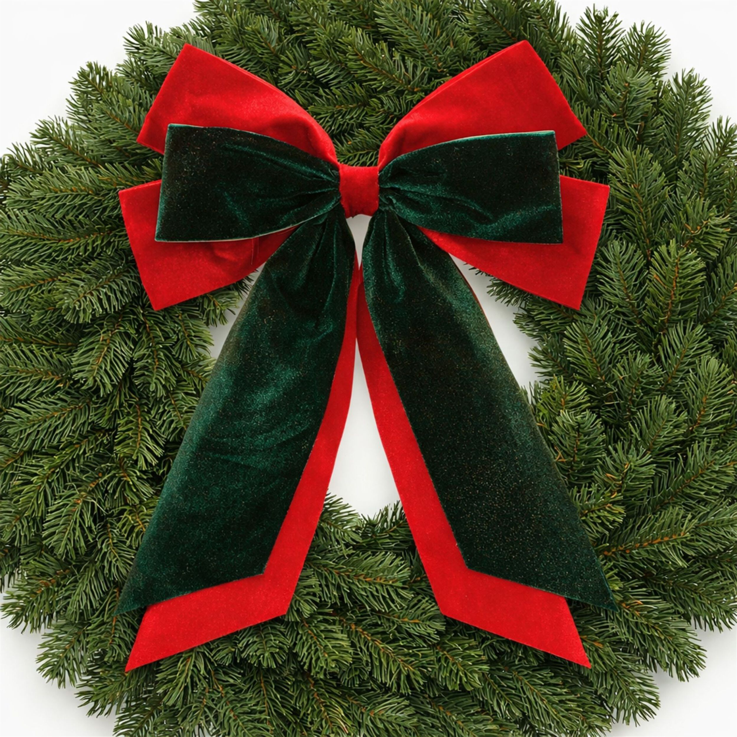 Double Bow Ornament (Set of 2), RED GREEN, alternate image number 1