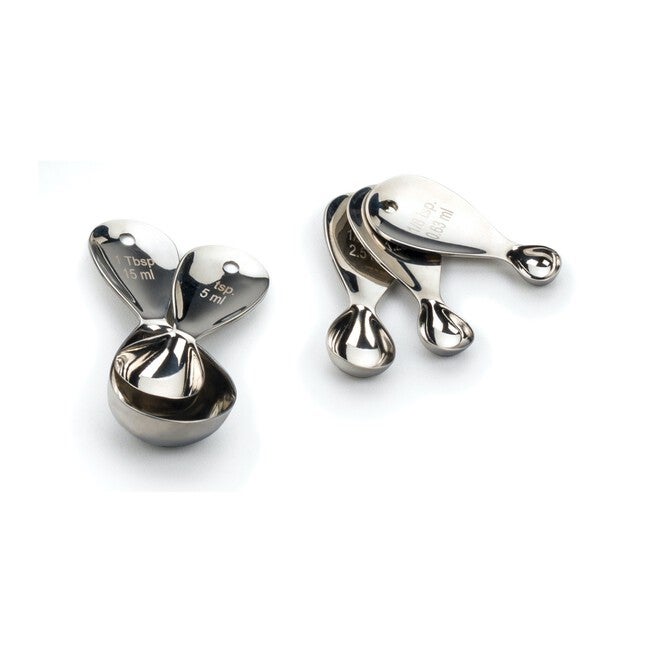 Teardrop Stainless Steel Measuring Spoon, Set 5, GRAY, hi-res image number 0