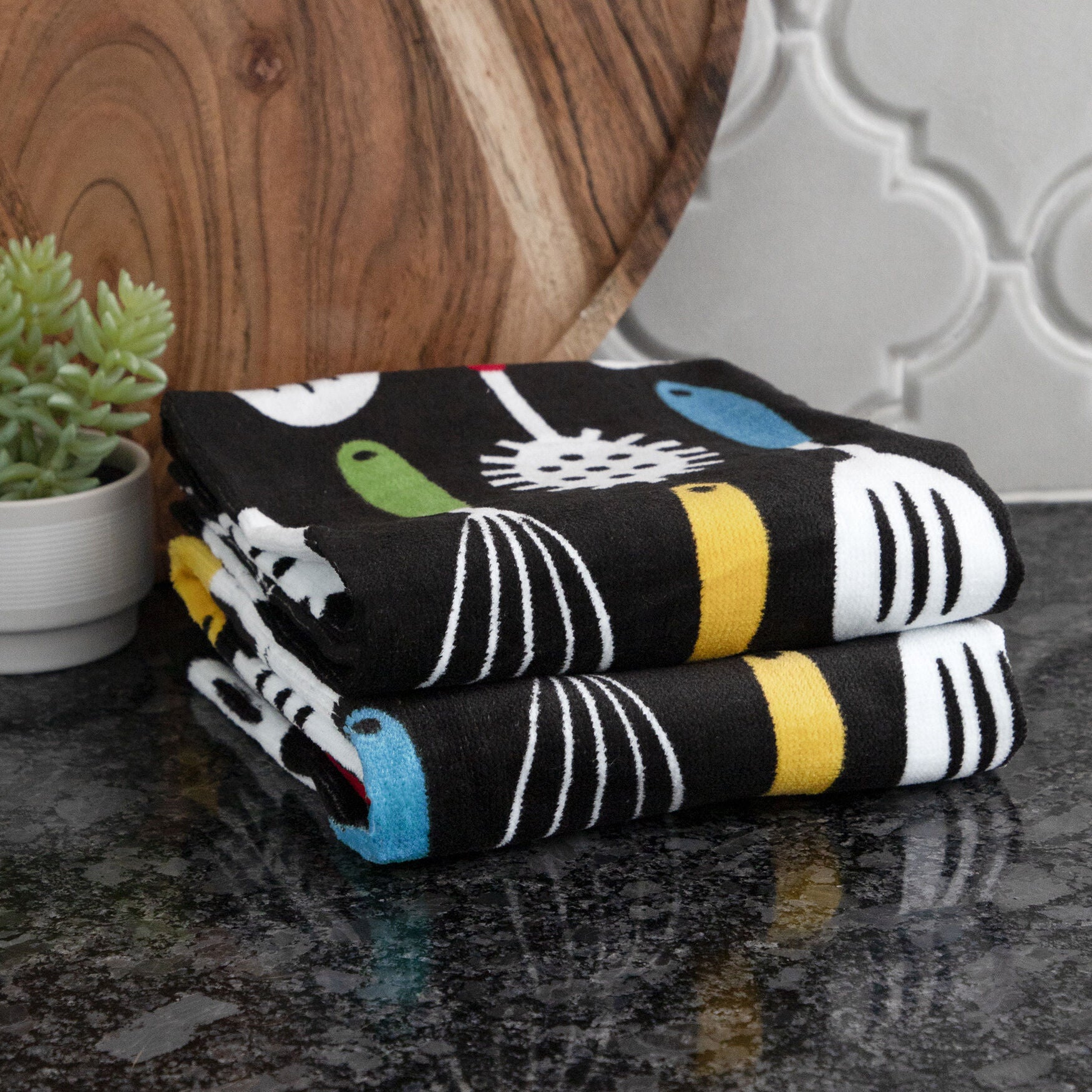 Fiber Reactive Print Kitchen Towels, Set Of 2 Towel, , alternate image number 4