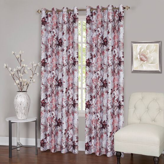 Tranquil Lined Grommet Window Curtain Panel, BLUSH, hi-res image number null
