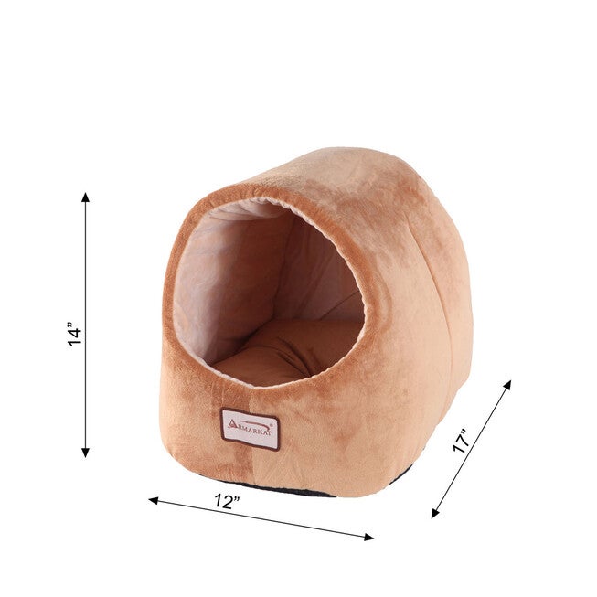 Cat Pet Small Dog Cave Shape Bed, Brown, , alternate image number 2