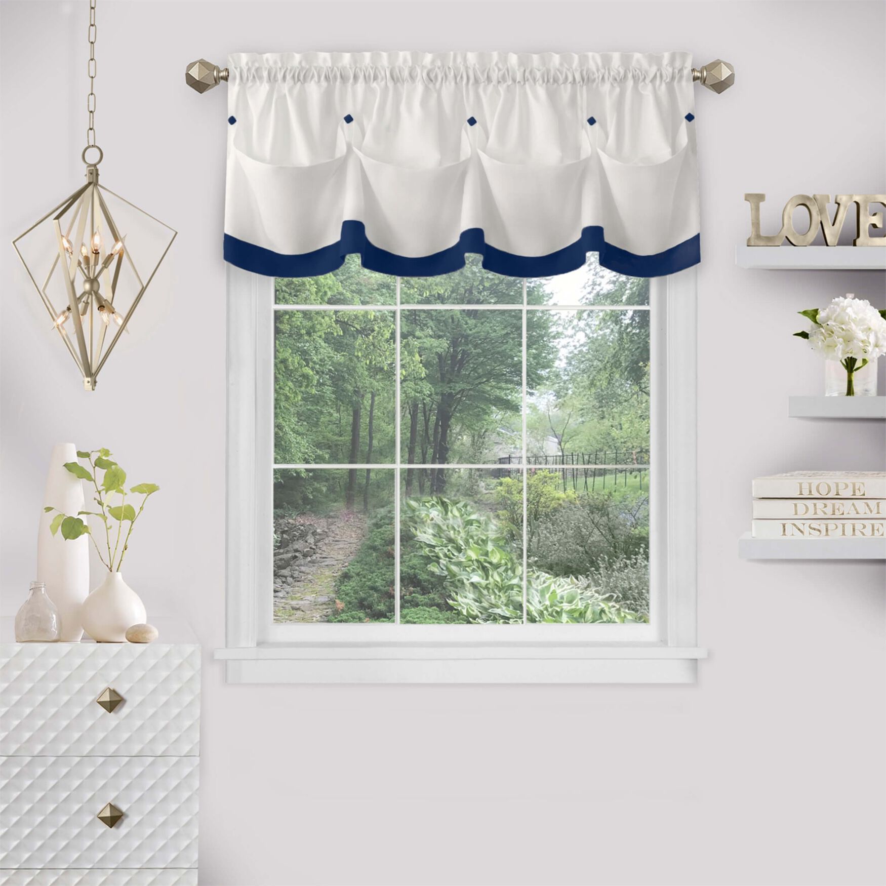 Lana Window Curtain Valance, NAVY, hi-res image number 0