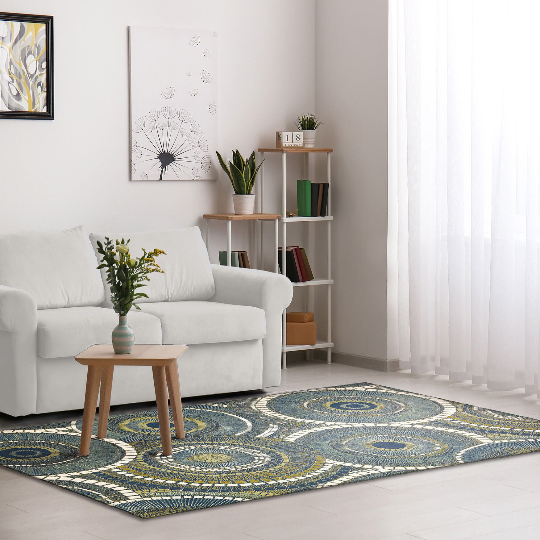 Liora Manne Marina Circles Indoor/Outdoor Area Rug Azure 6 feet 6 inches x 9 feet 4 inches, , alternate image number 9