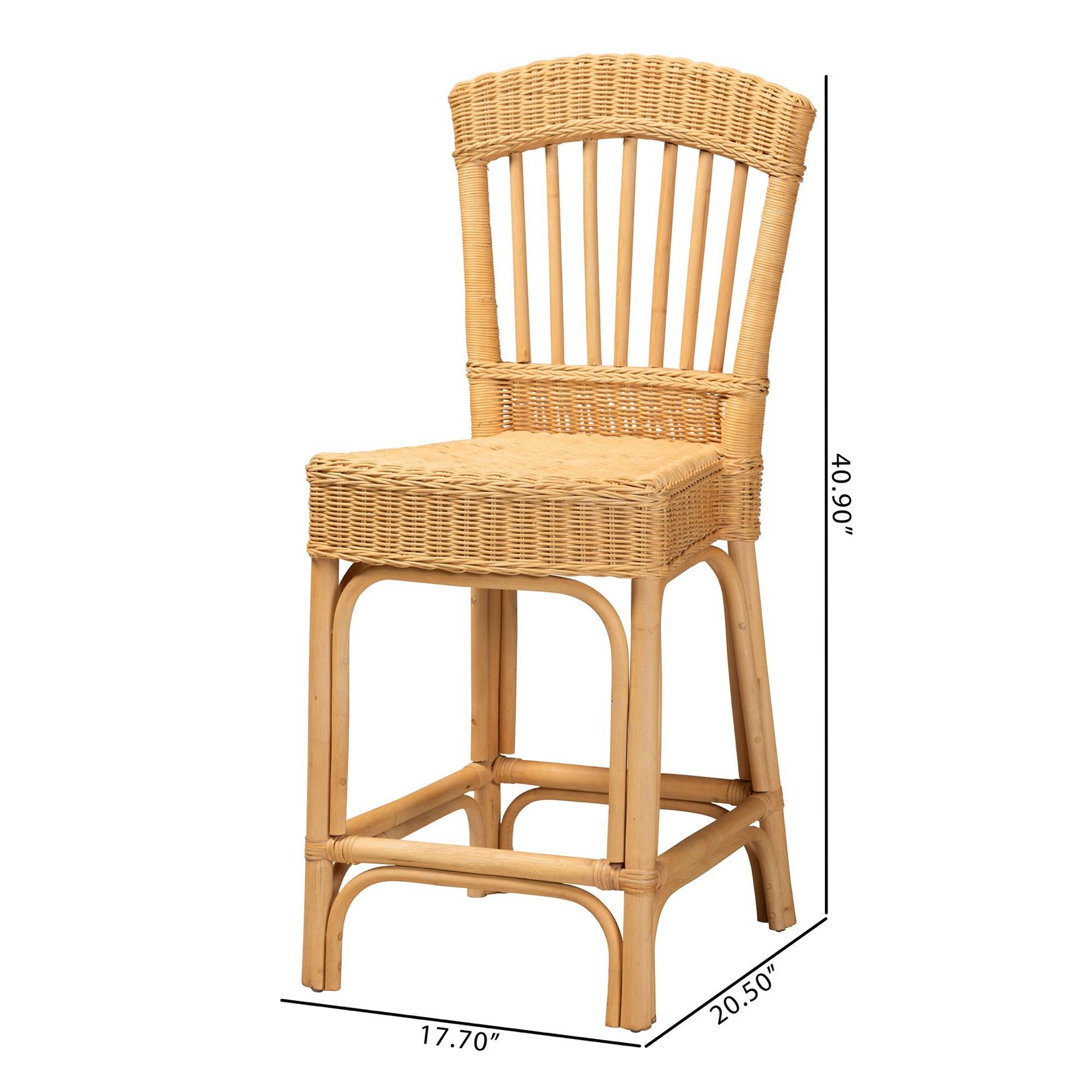 Barito Modern Bohemian Natural Rattan Counter Stool, , alternate image number 9