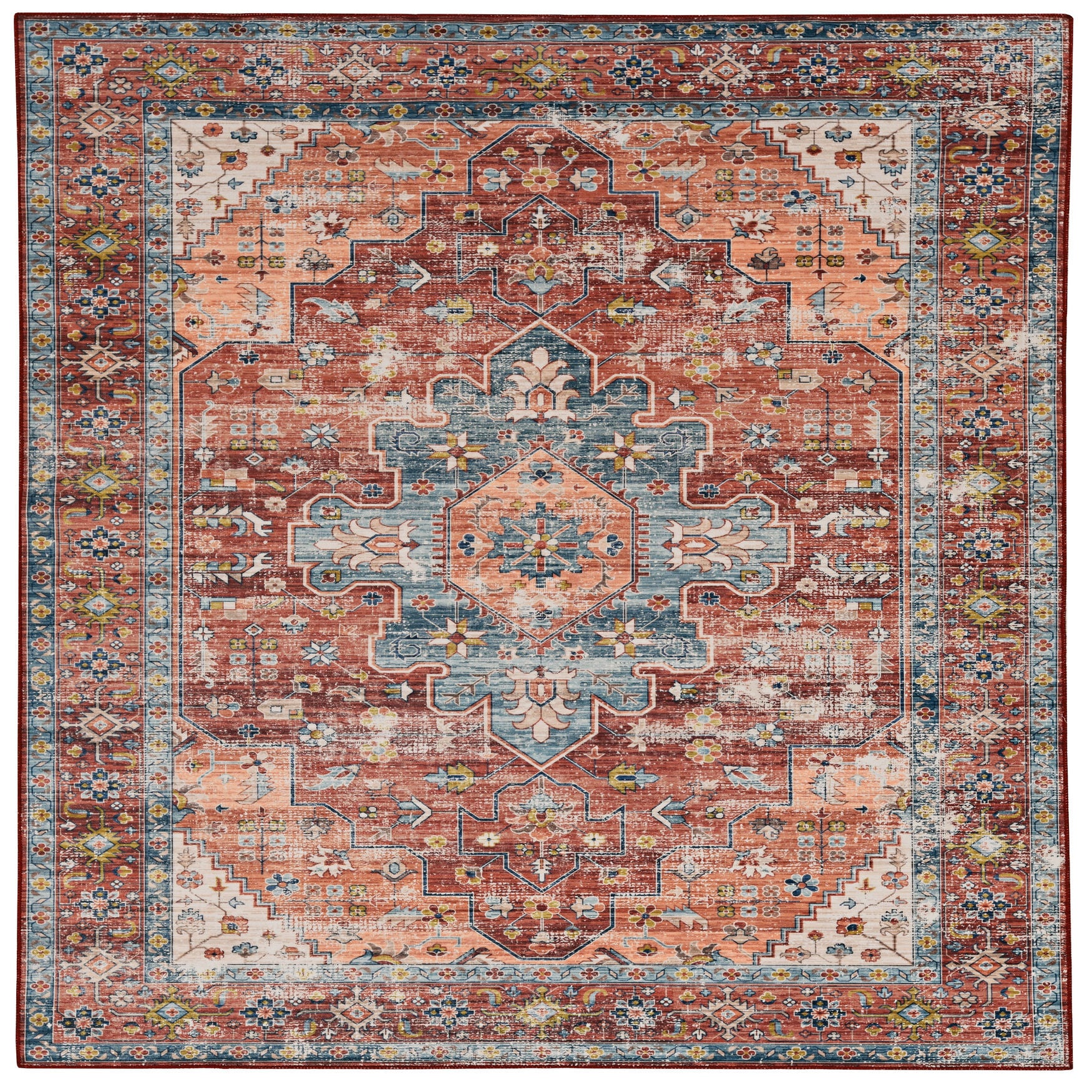 Washable Carter Rust/Ivory Rug, RUST, hi-res image number 0