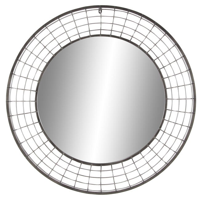 Black Industrial Metal Wall Mirror, BLACK, hi-res image number 0