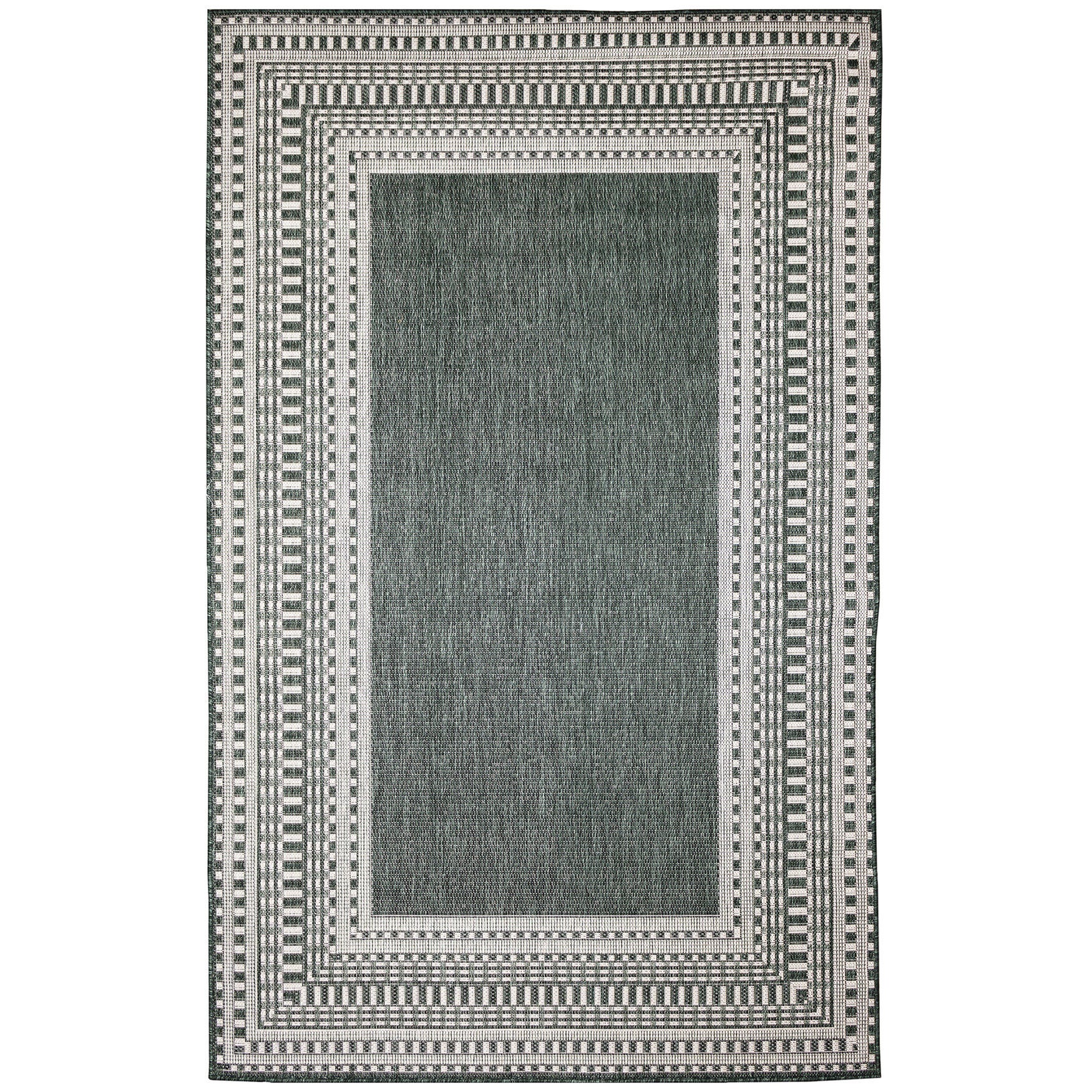 Liora Manne Malibu Etched Border Indoor/Outdoor Area Rug Charcoal 3 feet 3 inches x 4 feet 11 inches, GREEN, hi-res image number 0