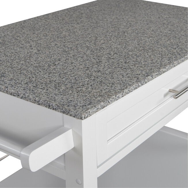 Cameron White Kitchen Cart With Granite Top, , alternate image number null