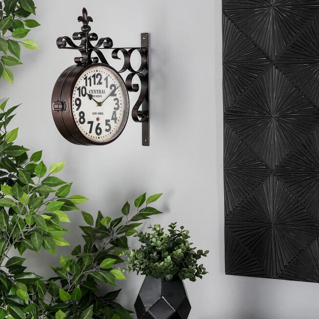 Black Vintage Metal Wall Clock, , alternate image number null
