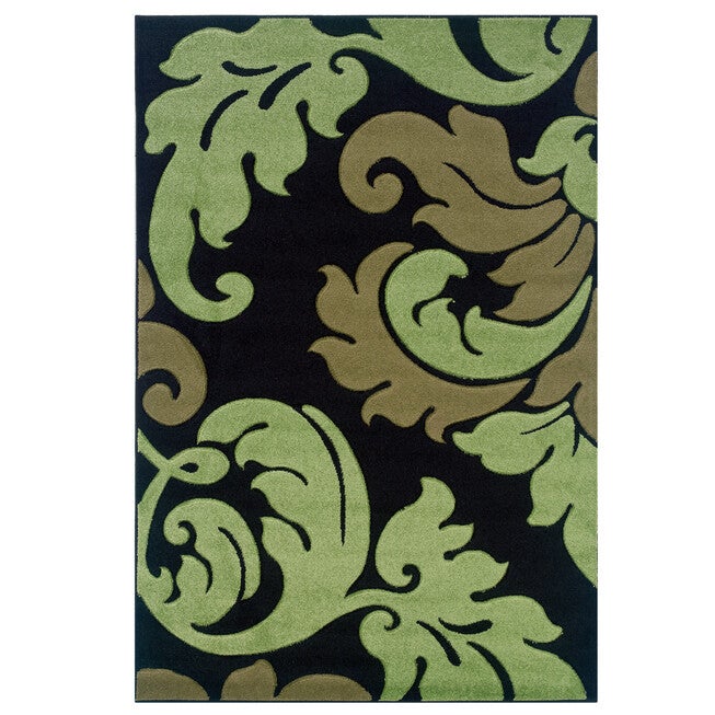 Corfu Black/Green 2'x3' Area Rug , BLACK, hi-res image number null