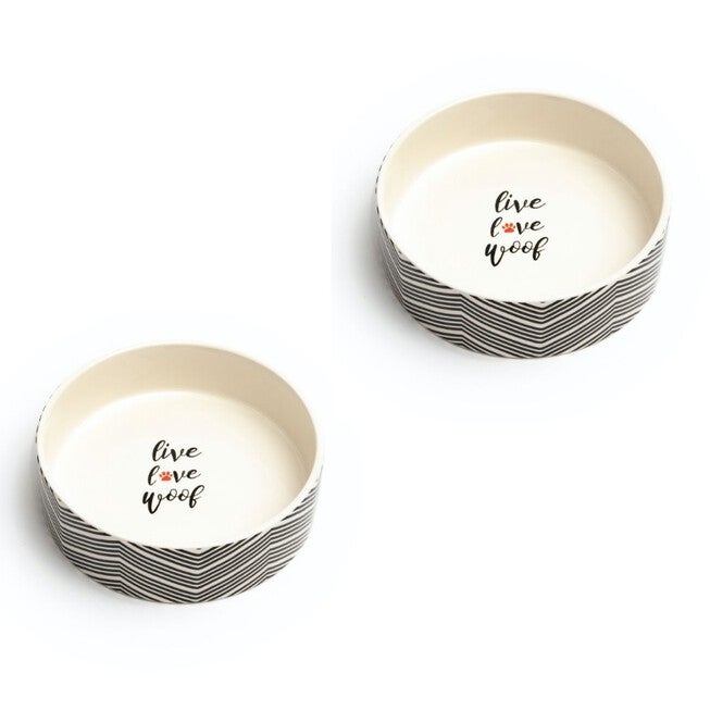 Set Of Two Alto Medium Pet Dog Bowls, BLACK WHITE, hi-res image number null