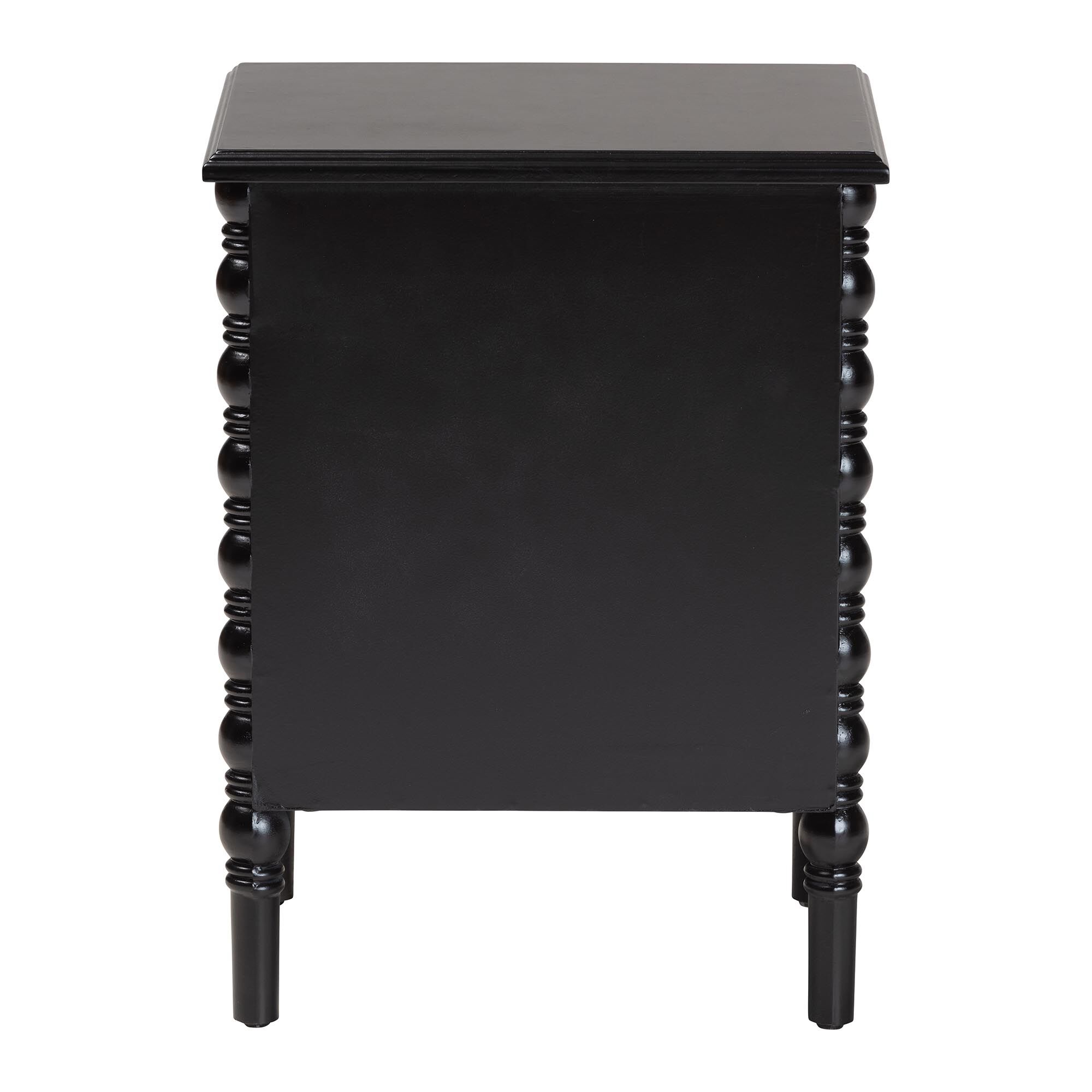 Malinda Classic Black Wood 2-Drawer End Table with Spindle Legs, BLACK, alternate image number 5