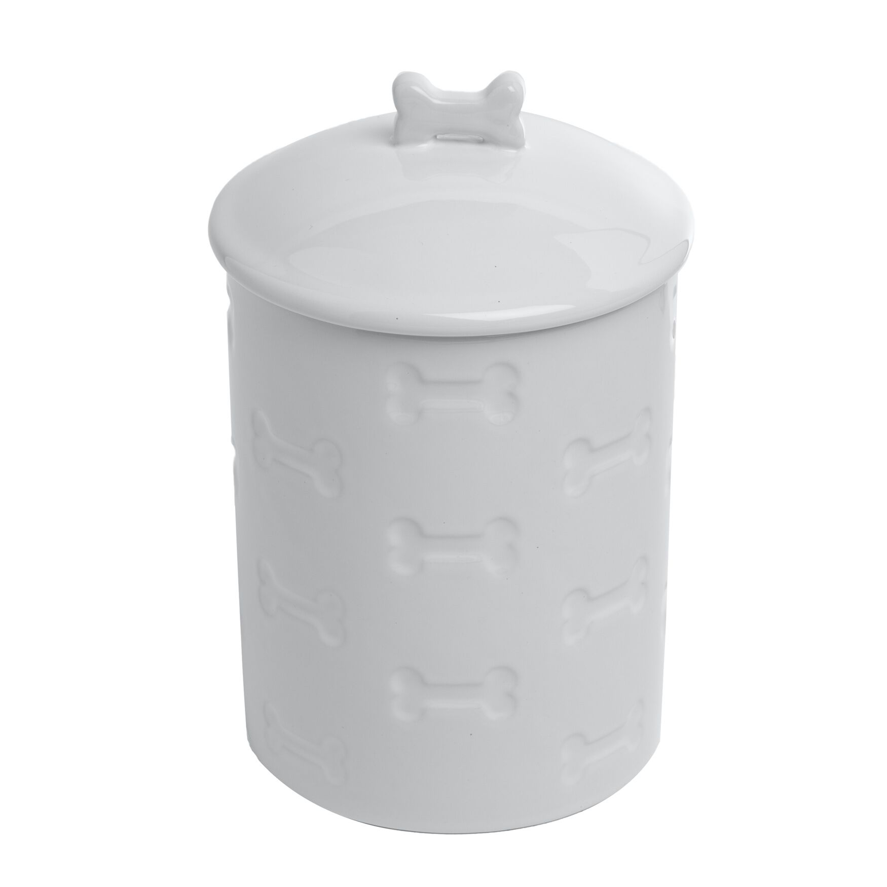 Manor White Pet Dog Cat Treat Jar 46 Oz, WHITE, hi-res image number 0