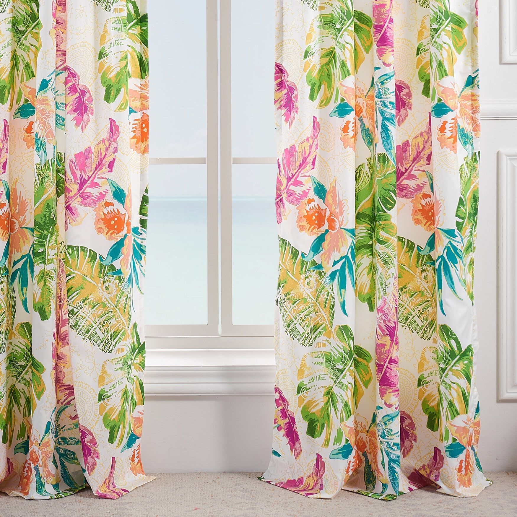 Tropics Window Curtain Panels, Set of 2, 84 inches, , alternate image number 4