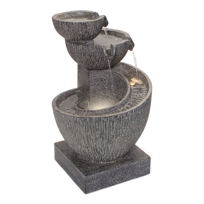 Stone Cascading Bowl Fountain 26 inchesH, GREY, hi-res image number 0