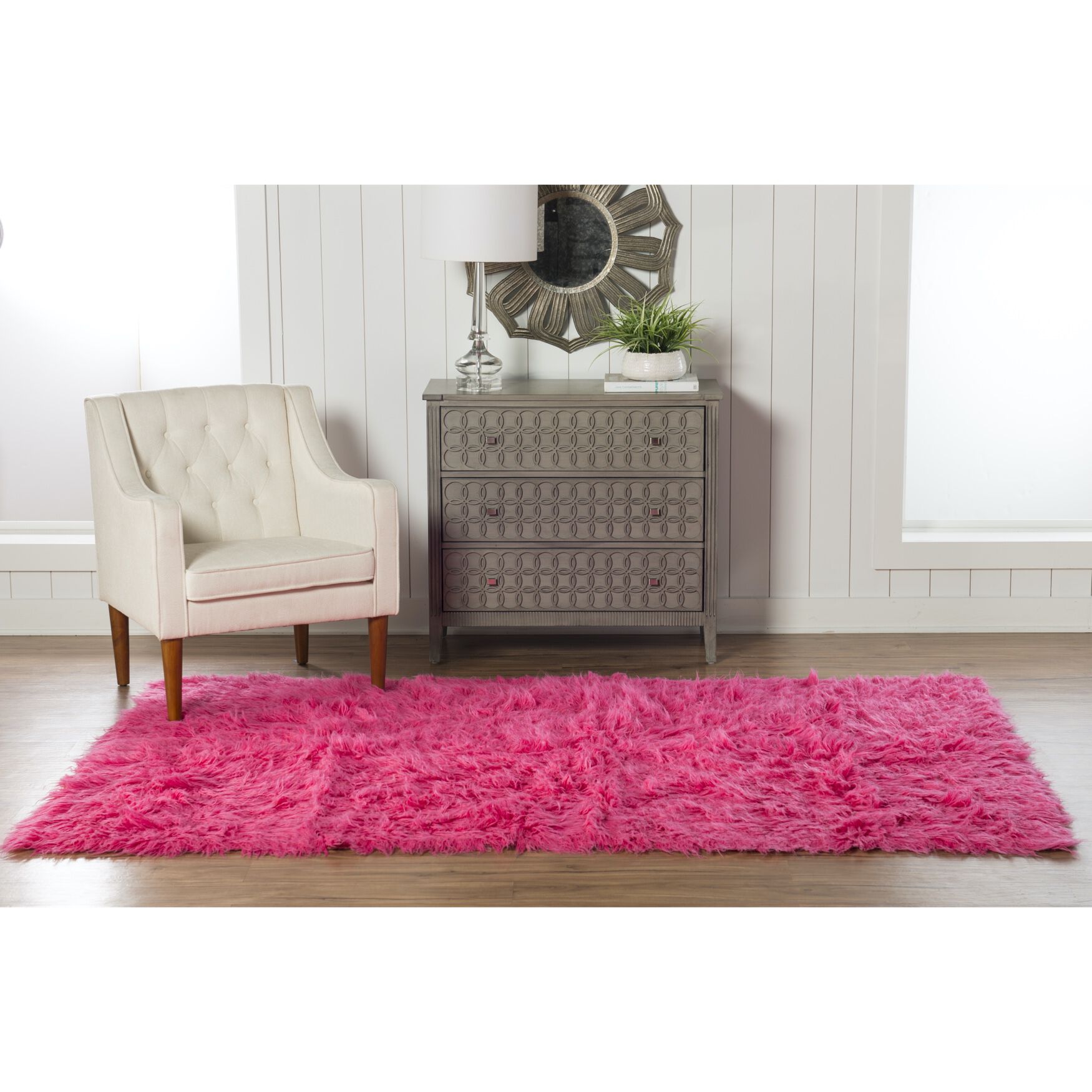 Flokati Fushcia Rug, , alternate image number 4