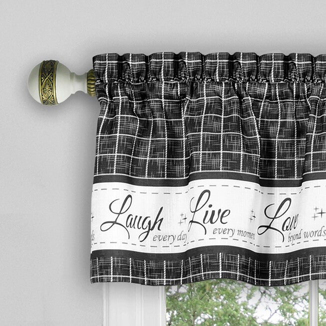 Live, Love, Laugh Window Curtain Tier Pair and Valance Set - 58x36, , alternate image number null