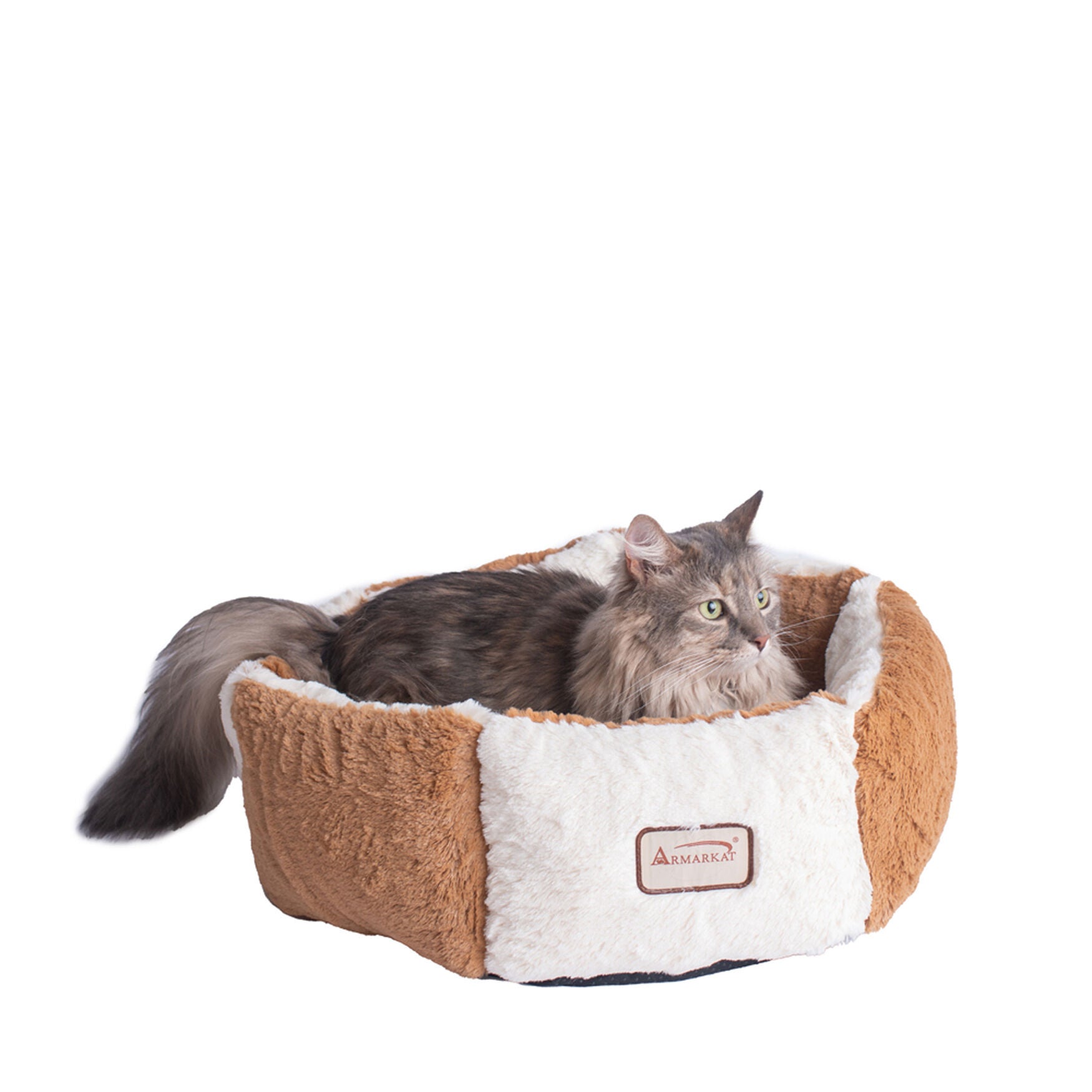 Dog, Cat Cat Extra Small Pet Bed, Brown/Ivory, BROWN, hi-res image number 0