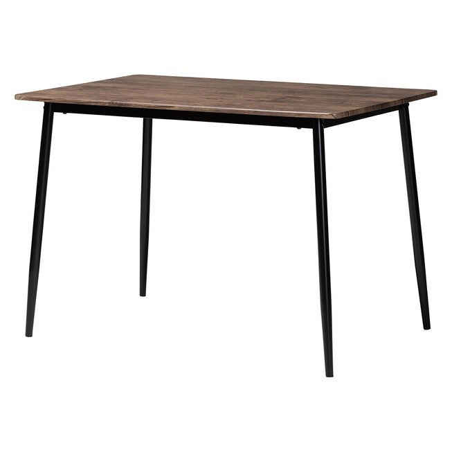 Dalair Industrial Rustic Brown Wood and Metal Dining Table, DARK BROWN, alternate image number null