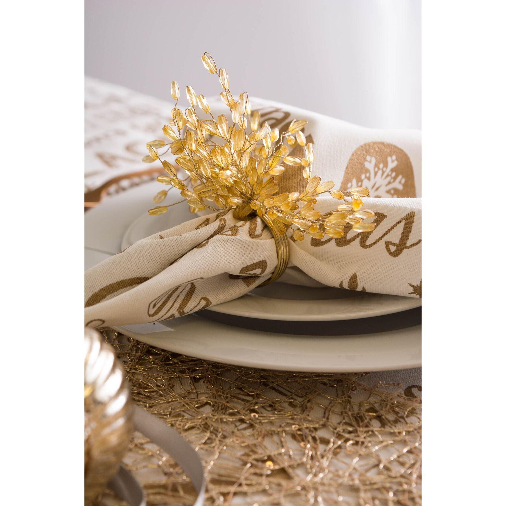 Gold Christmas Collage Napkin, Set of 6, , alternate image number 4