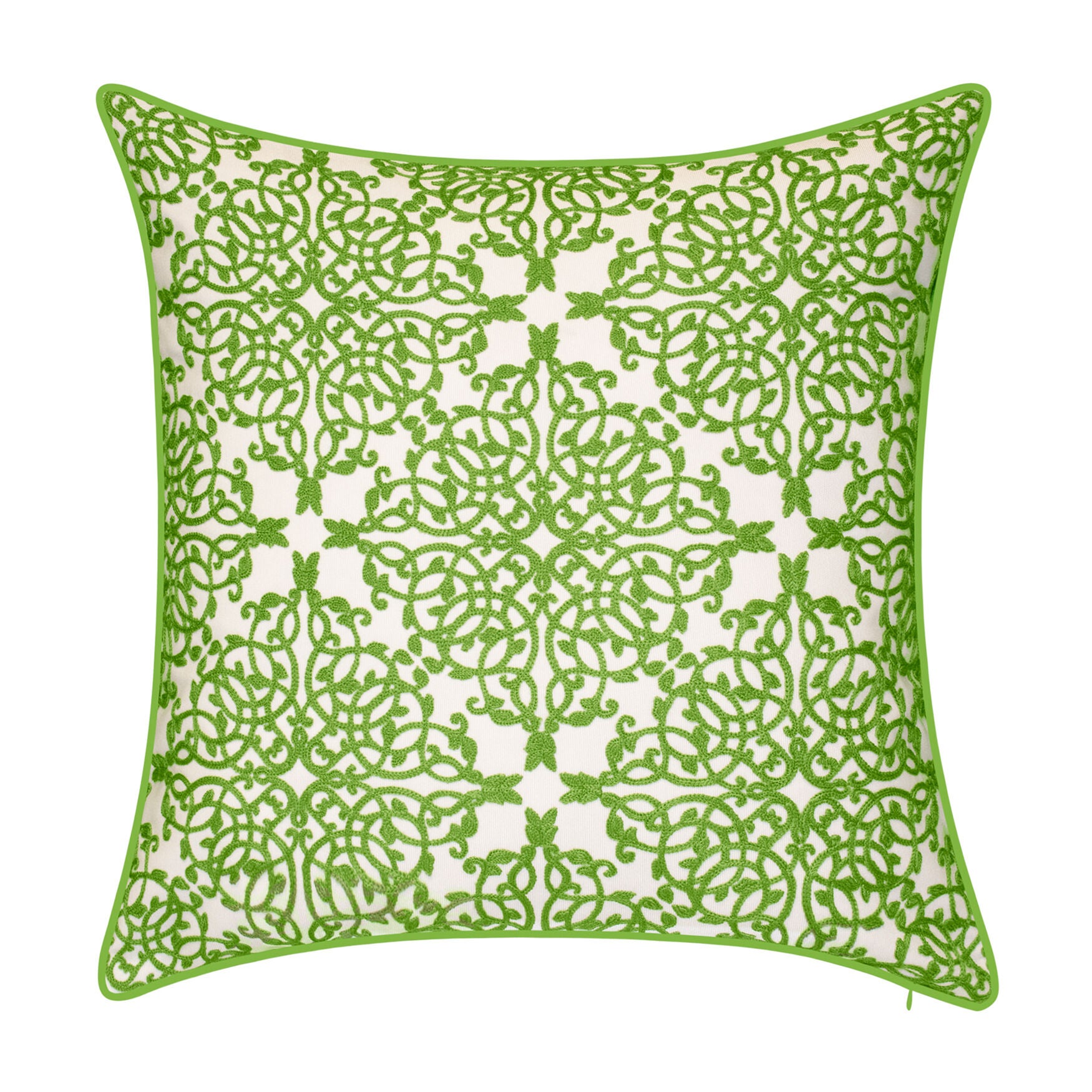 Indoor & Outdoor Embroidered Lace Decorative Pillow, LEAF, hi-res image number 0