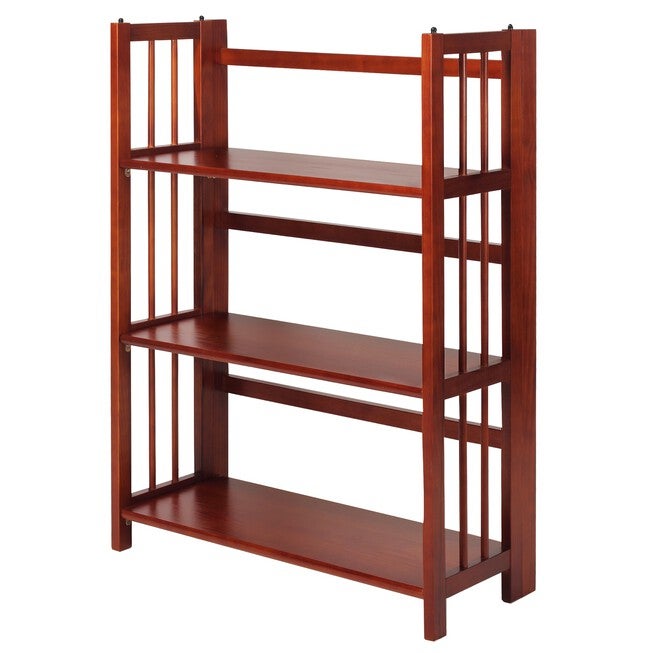 3-Shelf Folding Stackable Bookcase 27.5 inches Wide-Mahogany, , alternate image number null