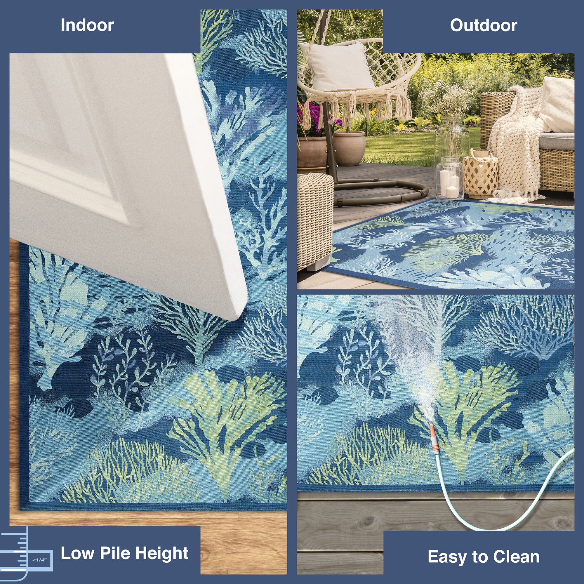 Liora Manne Marina Coral Garden Indoor/Outdoor Area Rug Lapis 3 feet 3 inches x 4 feet 11 inches, NAVY, alternate image number 6