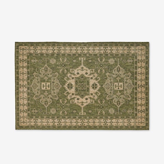Carmel Indoor/Outdoor Kilim Rug 4 feet 10 inches x 7 feet 6 inches, GREEN, hi-res image number null