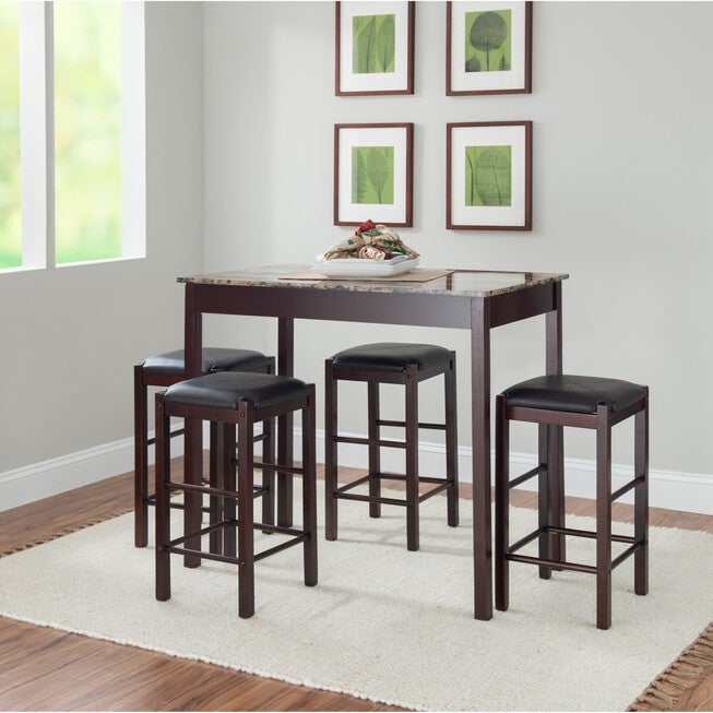 Lancer 5-Pc. Tavern Set Espresso Faux Marble, ESPRESSO, hi-res image number 0