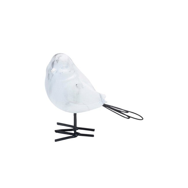 Marble Print Bird Figurine (Set of 2), WHITE GREY, alternate image number 1