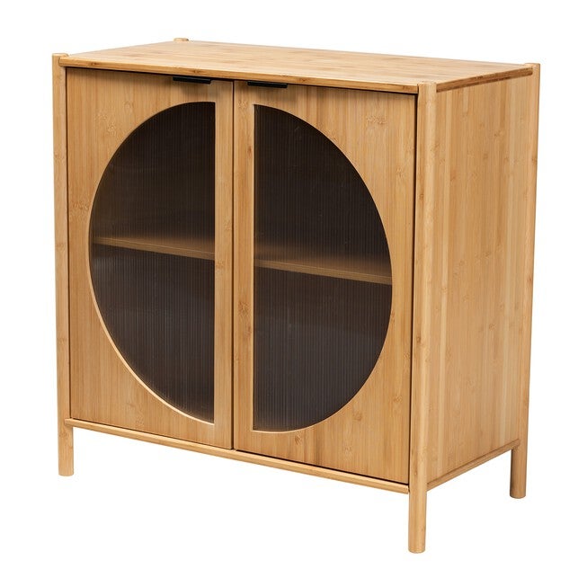 Naresh Mid-Century Modern Transitional Natural Brown Bamboo Wood 2-Door Storage Cabinet, NATURAL BROWN, hi-res image number 0