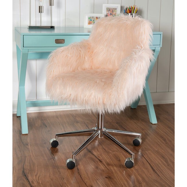 Fenton Faux Fur Office Chair Pink, , alternate image number null