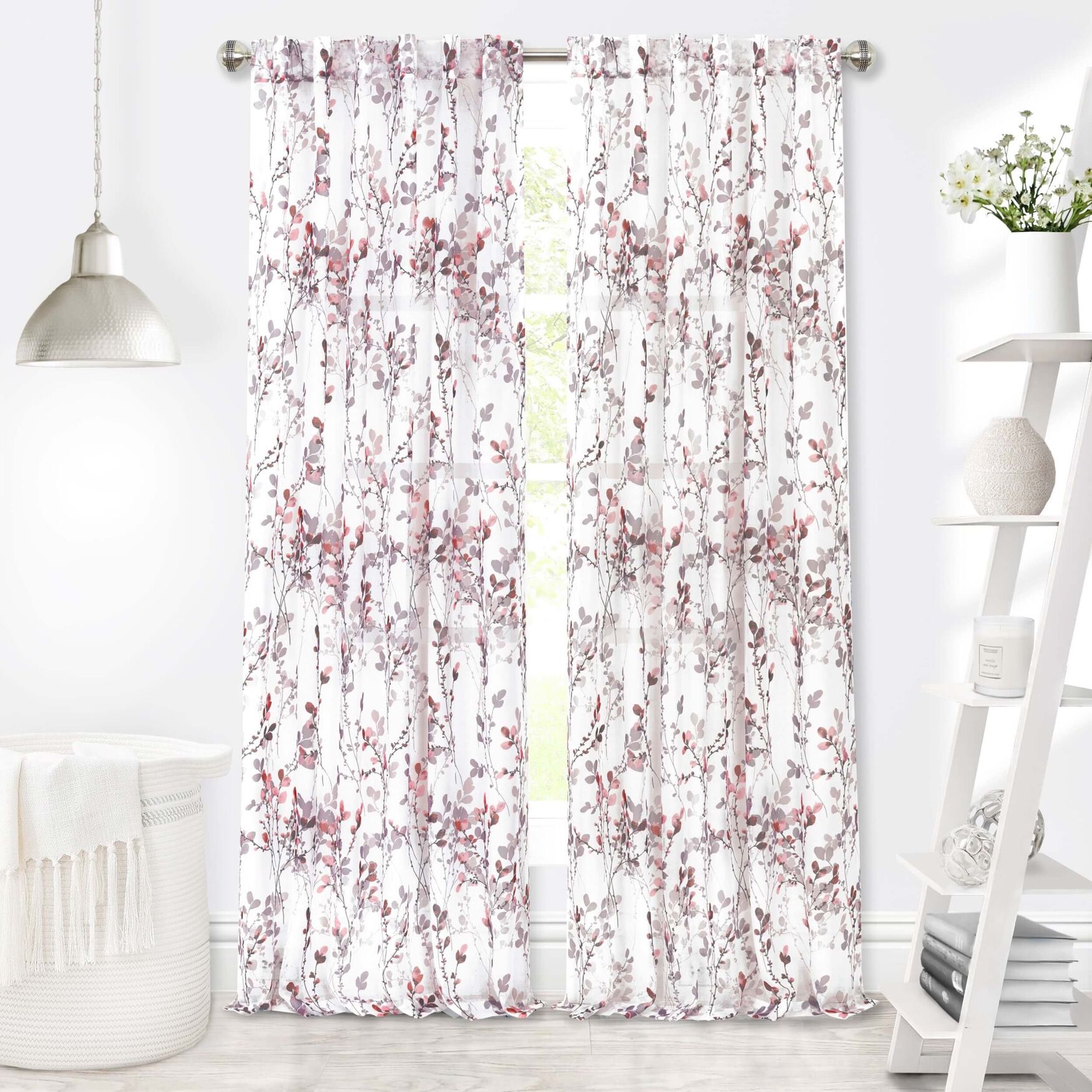 Misty Back Tab Window Curtain Panel, BLUSH, hi-res image number 0