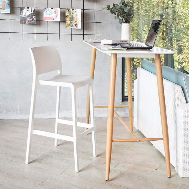 Set of 2 Sensilla Outdoor Stackable Bar Stools, WHITE, hi-res image number 0